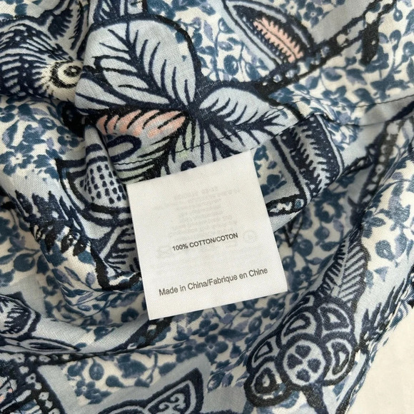 Tory‎ Burch Women’s Blue Printed Cotton Collared Long Sleeve Button Down Top - Picture 9 of 13